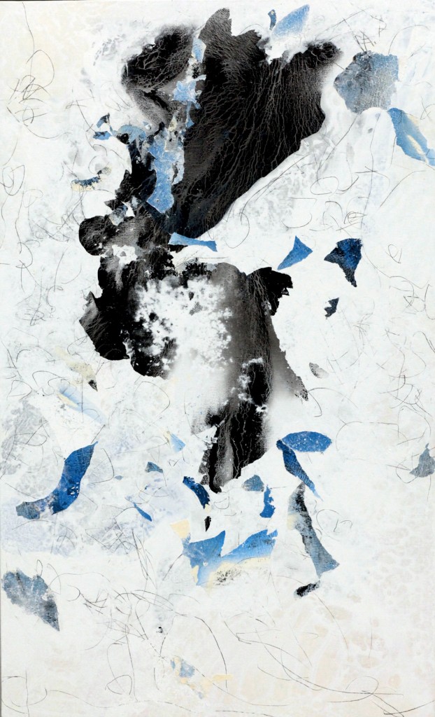 contemporary art paintings by mojgan moslehi and michel sicard, Sans titre, technique mixte, 146 x 89 cm, 2013