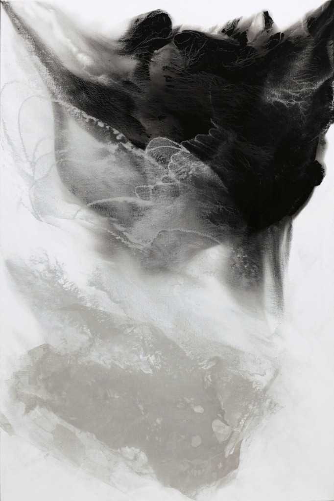 contemporary art paintings by mojgan moslehi and michel sicard, Sans titre de la série Dark energy, technique mixte sur toile, 210 x 140 cm, 2012